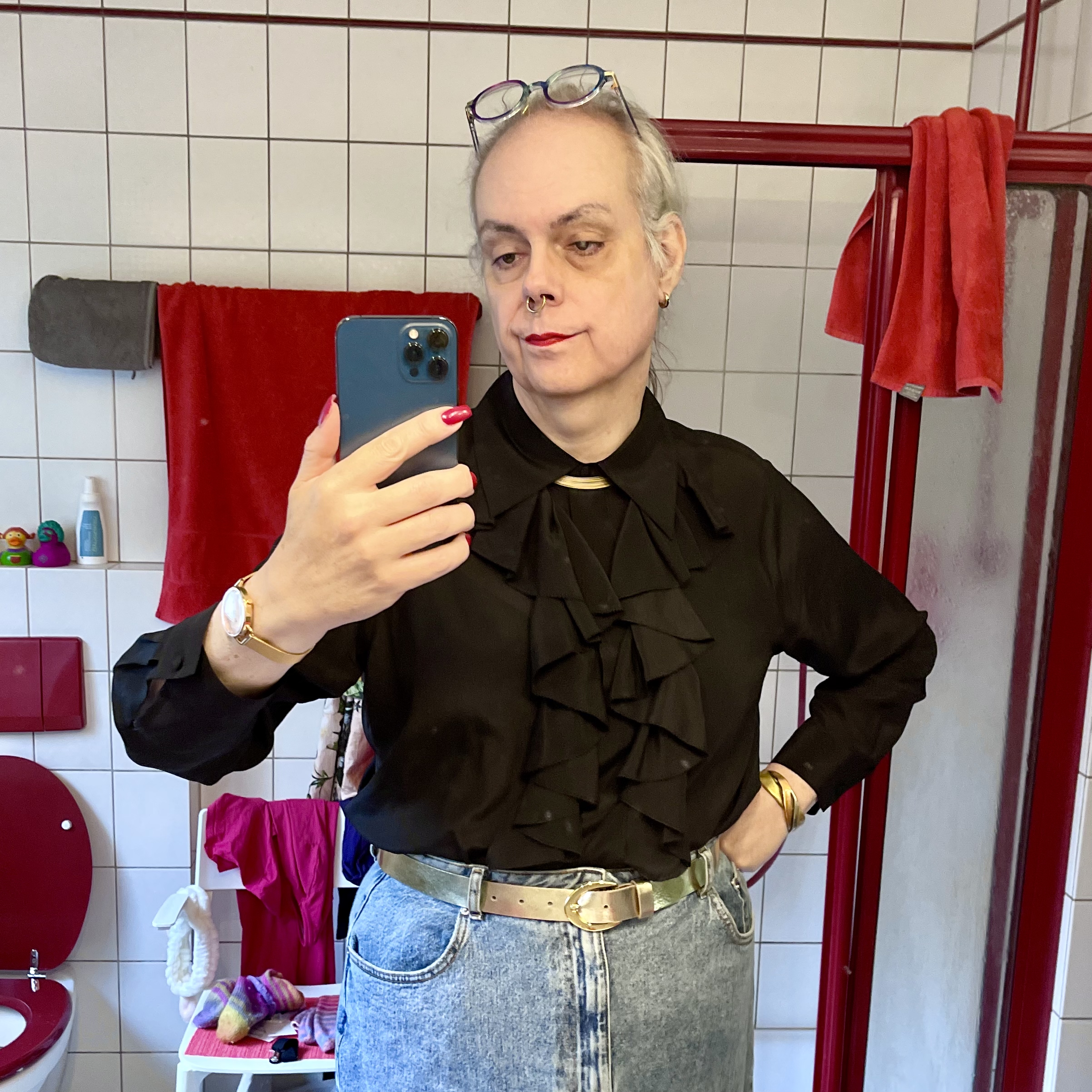 A classic bathroom mirror selfie